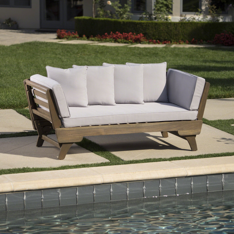 Ellanti Teak Patio Daybed with Cushions & Reviews Joss & Main